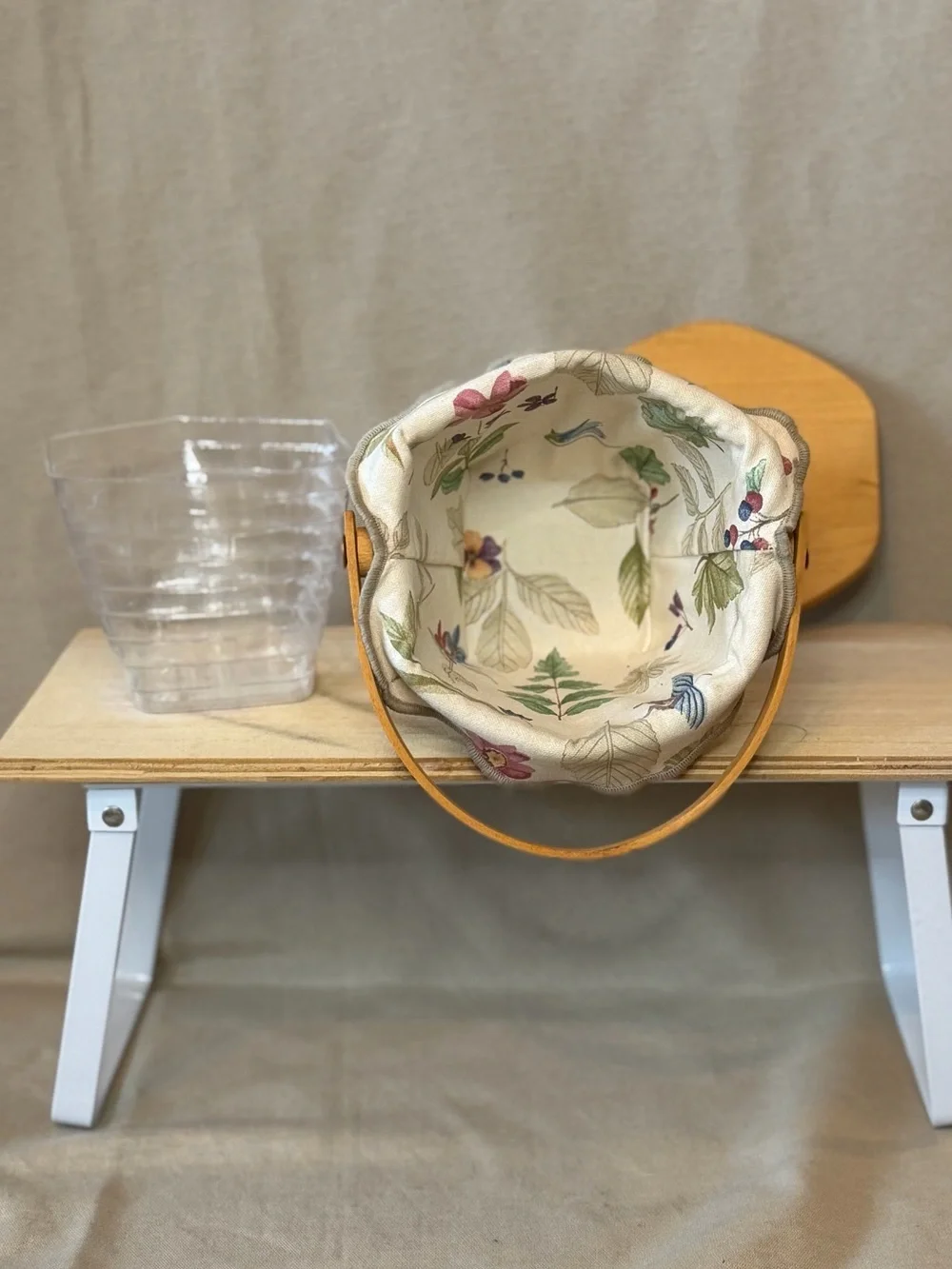 Woven Picnic Basket Floral Liner and Lid - Honey Brown American Cancer Society